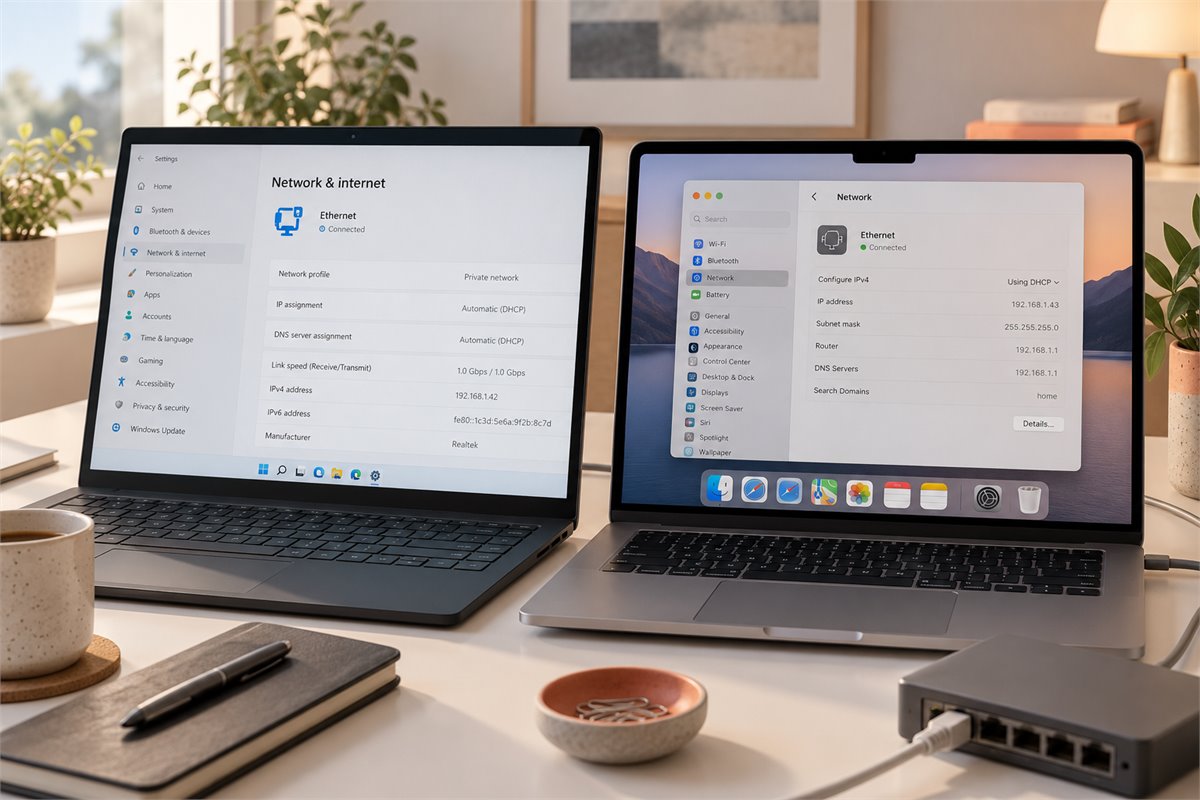 Windows电脑和Mac电脑的系统网络资料对照